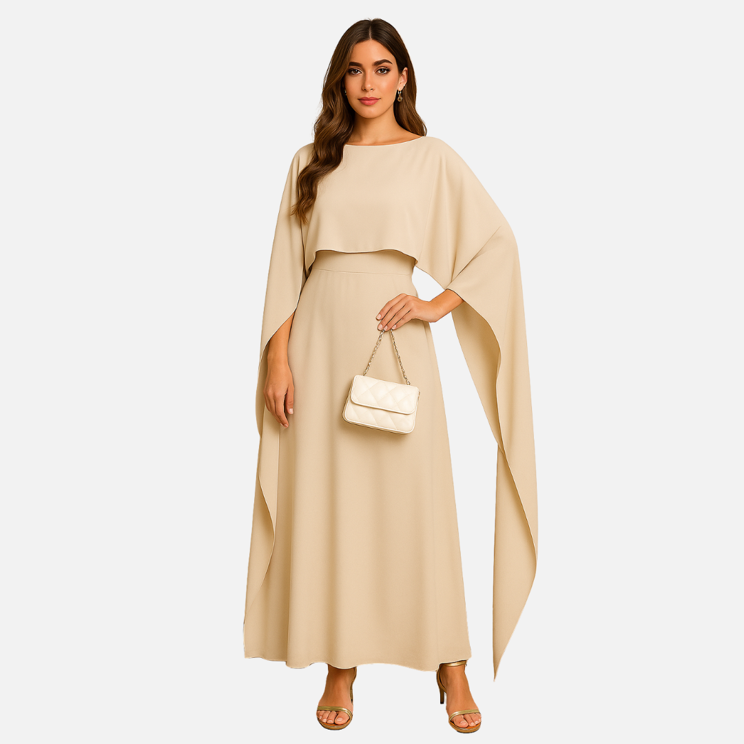 Women’s Elegant Cape Maxi Dress