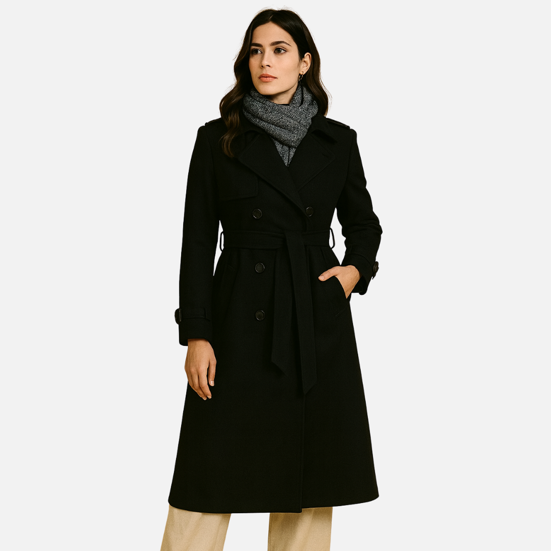 Women’s Classic Trench Coat – Long Belted Overcoat
