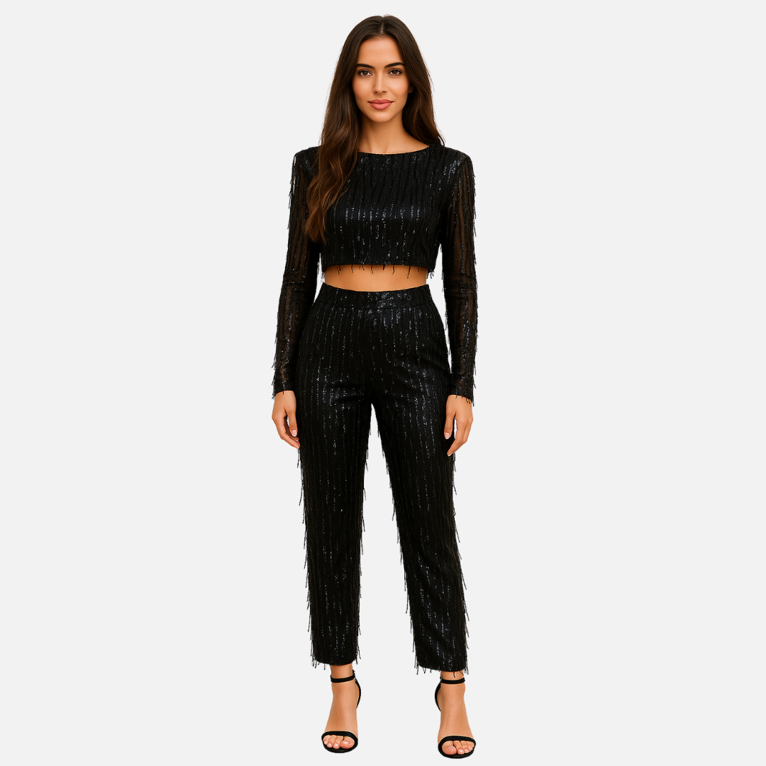 Women’s Sparkling Fringe Set – Glamorous Outfit
