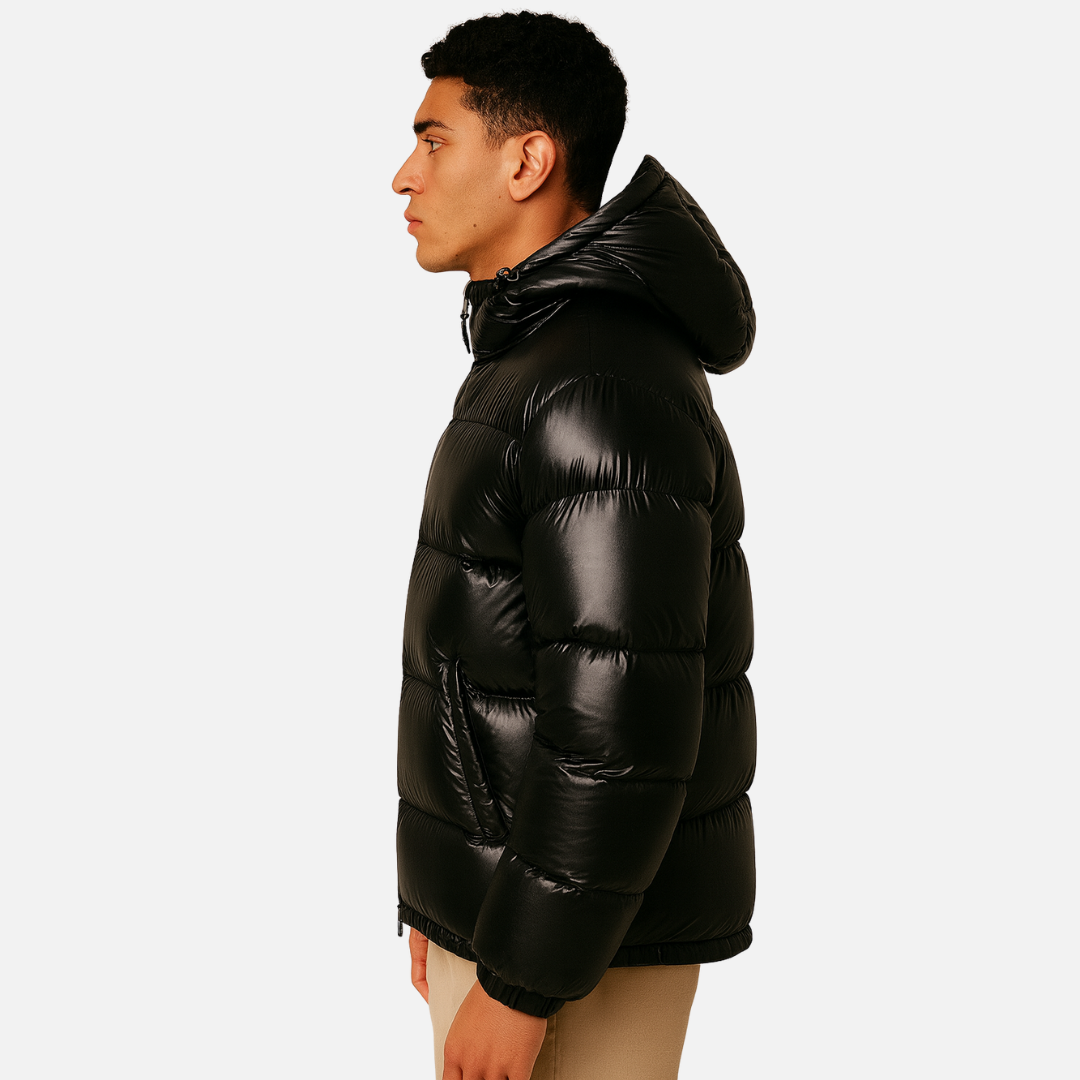 Men’s Glossy Puffer Jacket – Warm Quilted Winter Coat