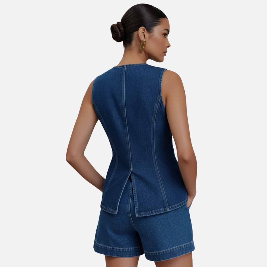 Women’s Sleeveless Denim Set - Full Denim Outfit