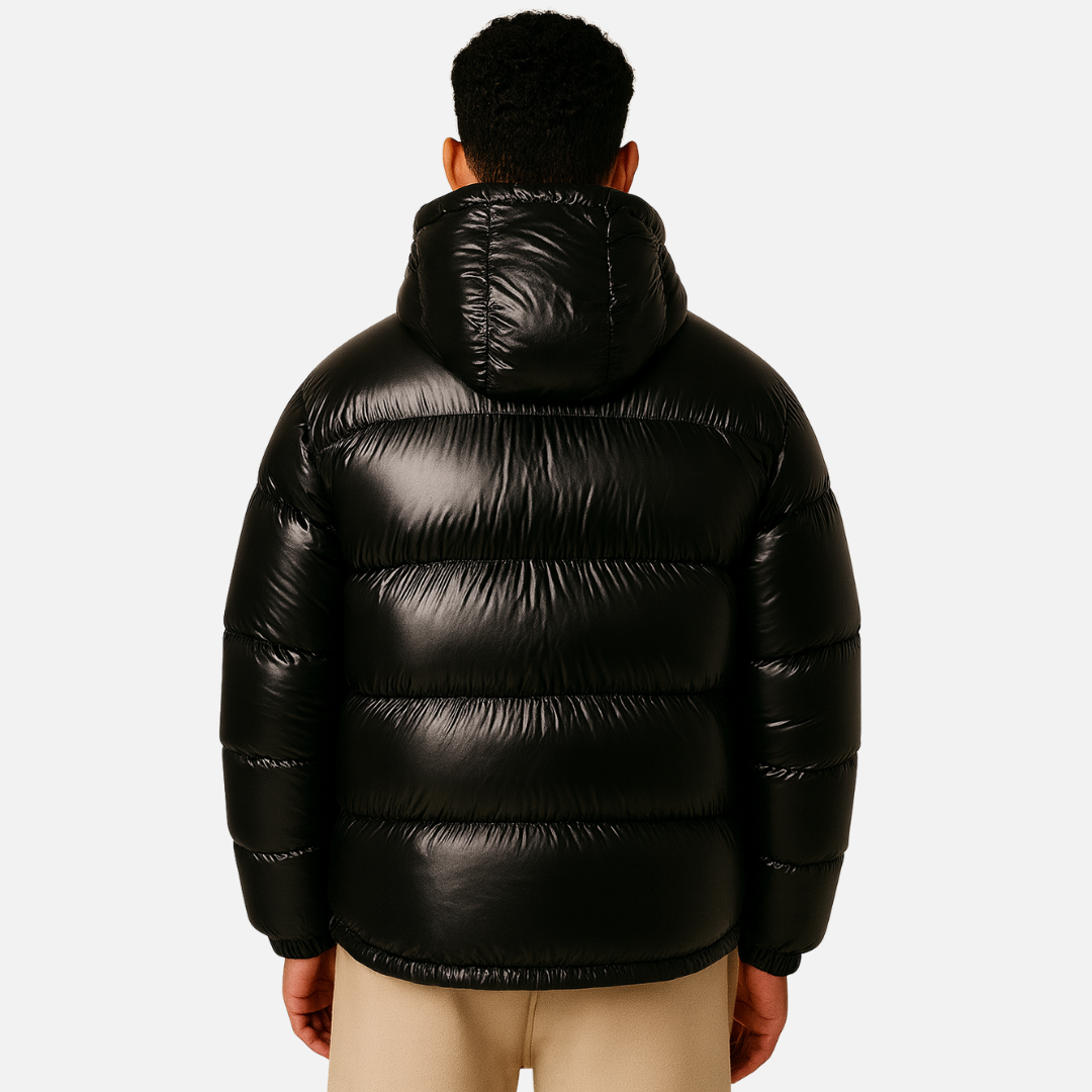 Men’s Glossy Puffer Jacket – Warm Quilted Winter Coat