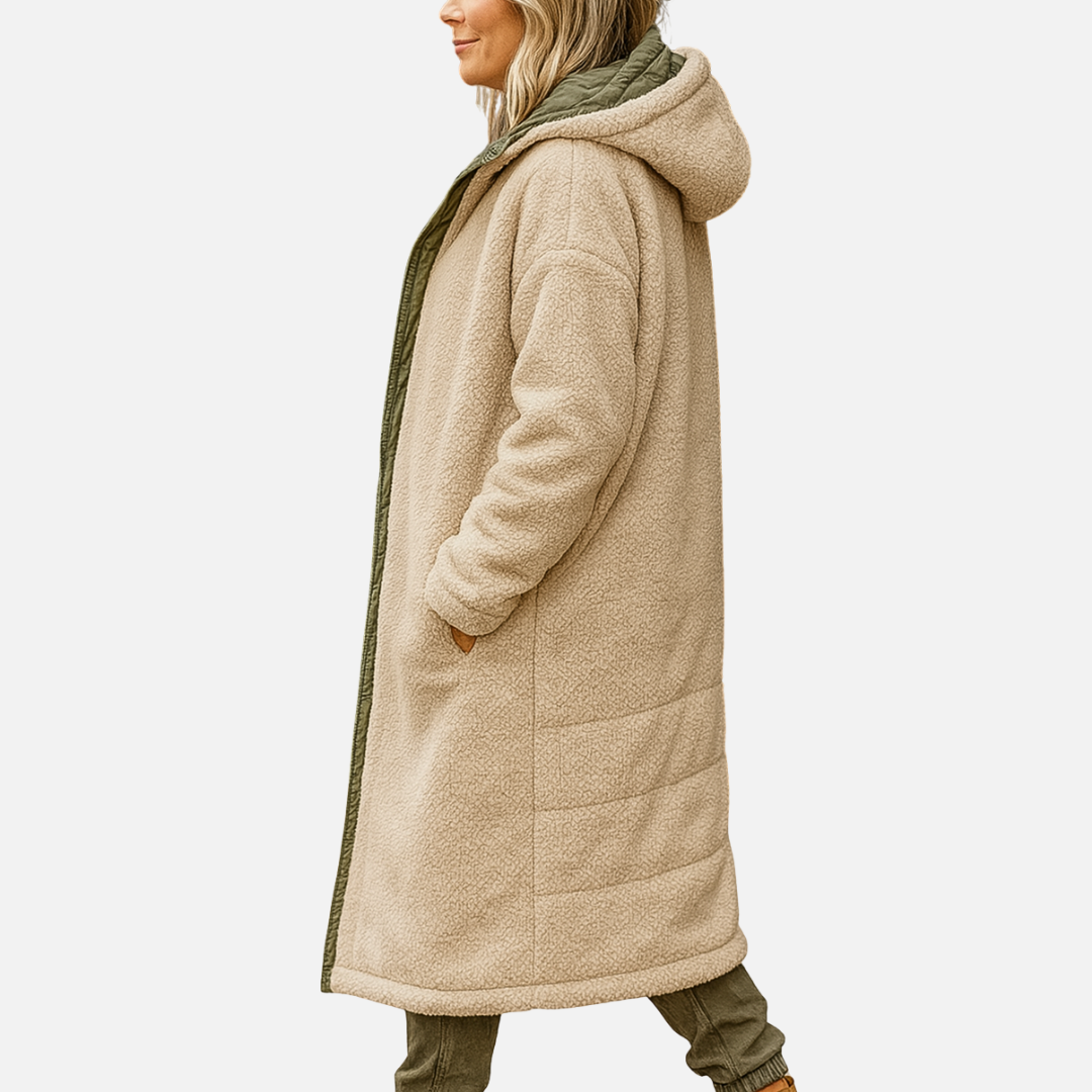 Women’s Long Puffer Coat – Warm Teddy Jacket