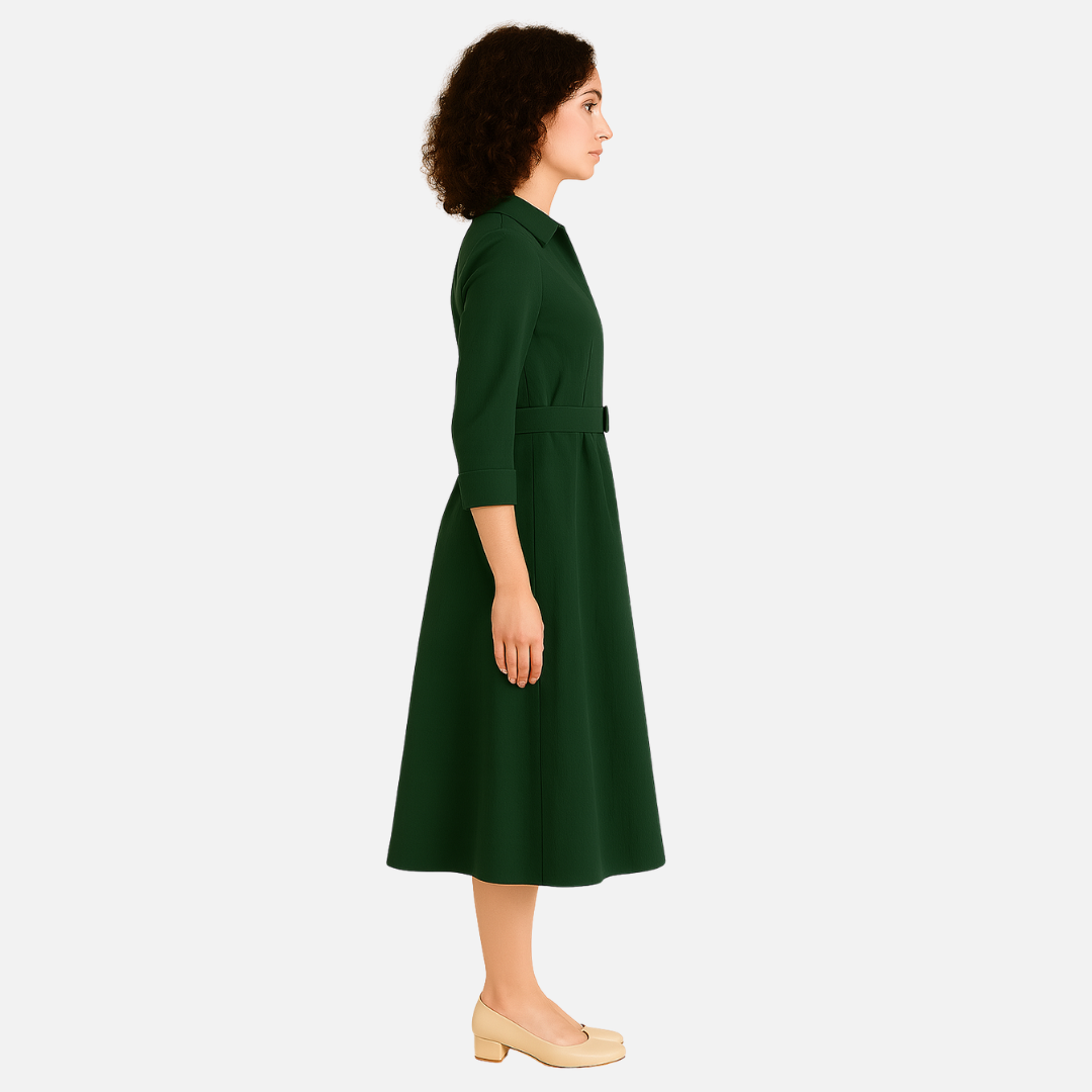 Women’s Midi Shirt Dress – Elegant Belted Dress
