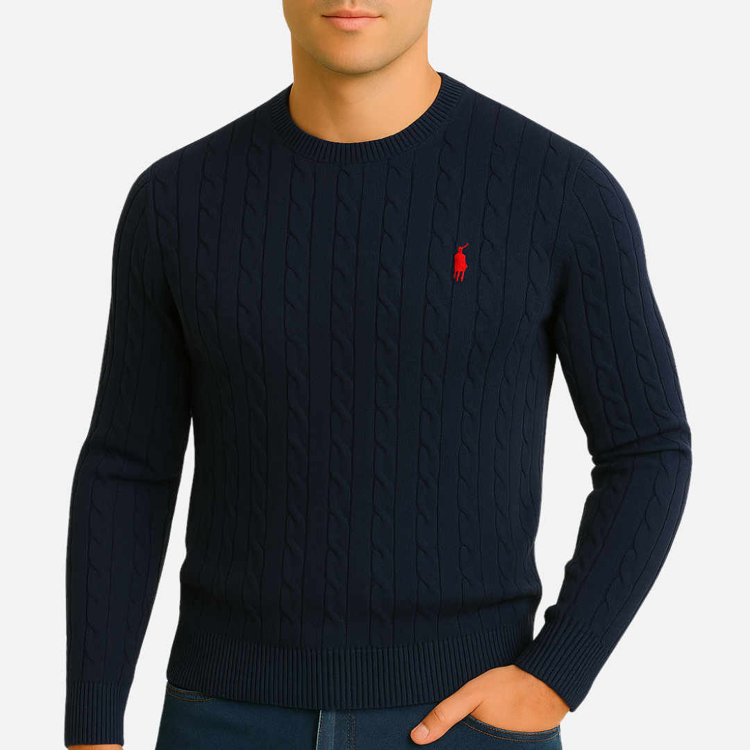 Men’s Cable Knit Sweater – Classic Pullover