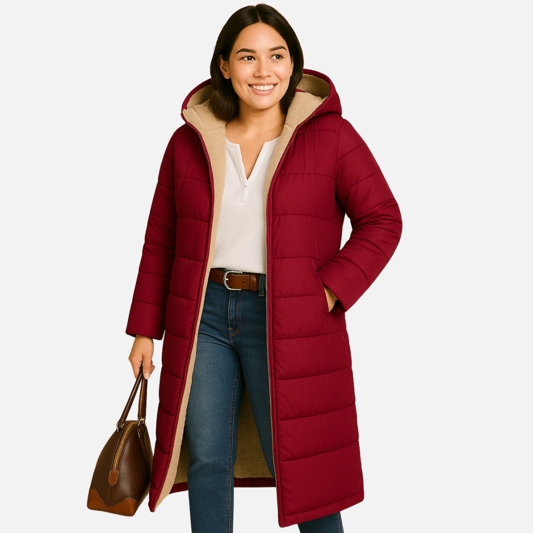 Women’s Long Puffer Coat – Warm Teddy Jacket