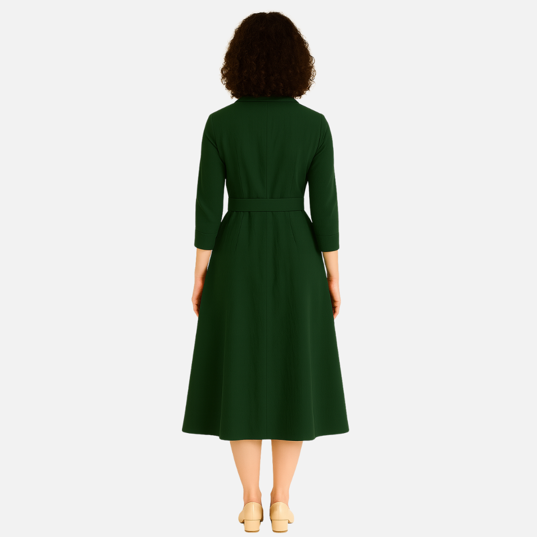 Women’s Midi Shirt Dress – Elegant Belted Dress