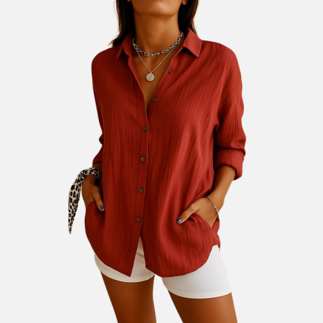 Women's Breathable Linen Button Up Shirt