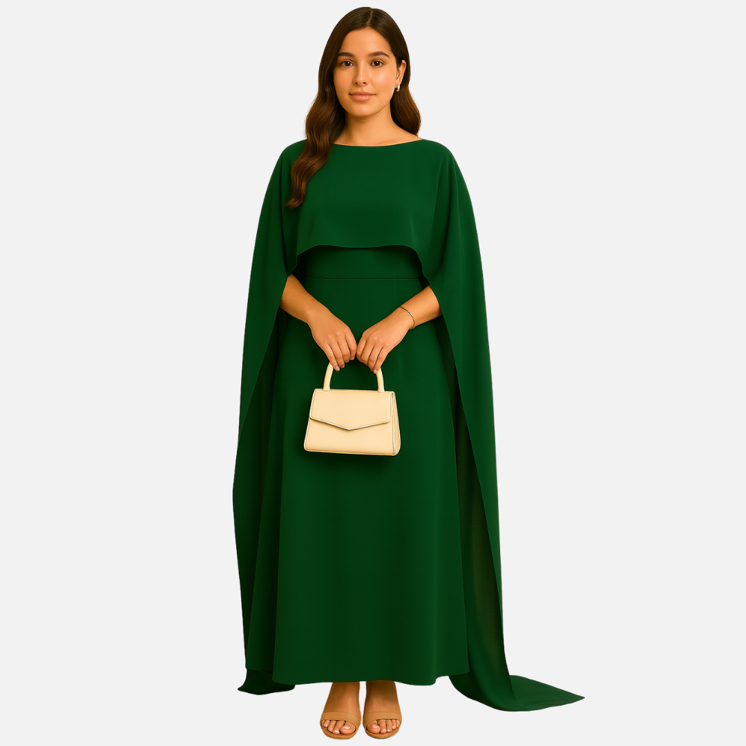 Women’s Elegant Cape Maxi Dress