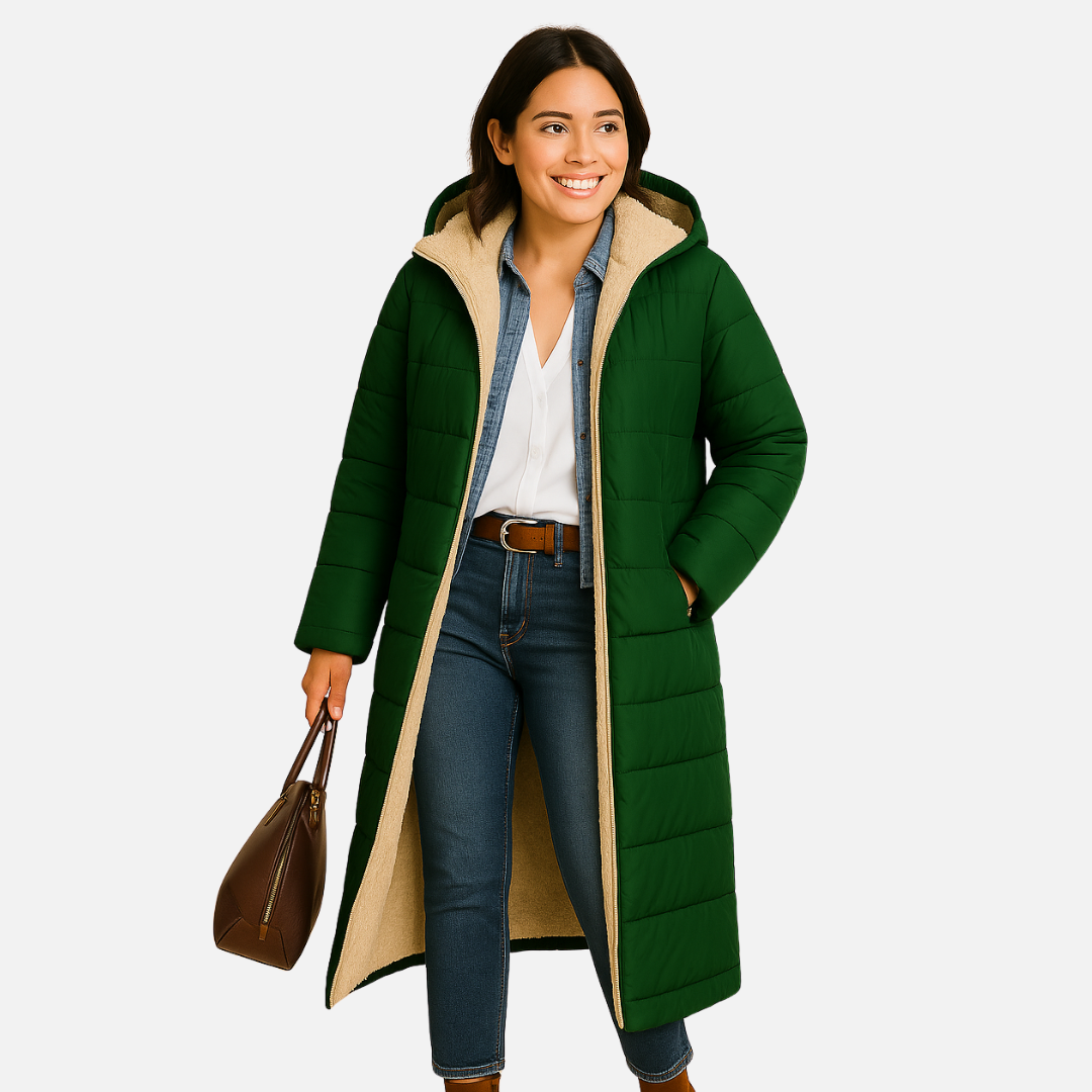 Women’s Long Puffer Coat – Warm Teddy Jacket
