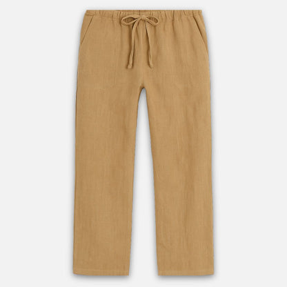 Men's Long Linen Trousers - Leisure Pants