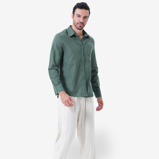 Men’s Casual Long Sleeve Linen Shirt – Lightweight & Breathable Summer Shirt