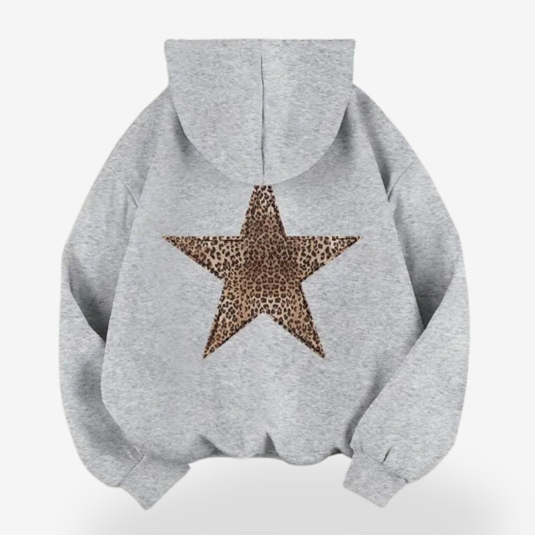 Women’s Leopard Star Hoodie – Warm Pullover