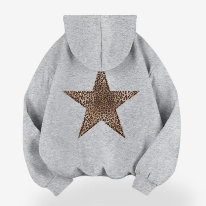 Women’s Leopard Star Hoodie – Warm Pullover