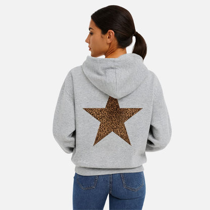 Women’s Leopard Star Hoodie – Warm Pullover