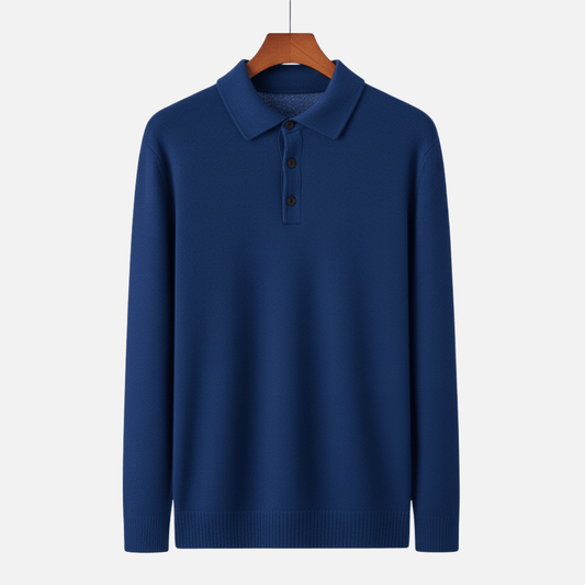 Long Sleeve Merino Wool Polo Jumper