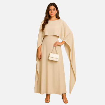 Women’s Elegant Cape Maxi Dress