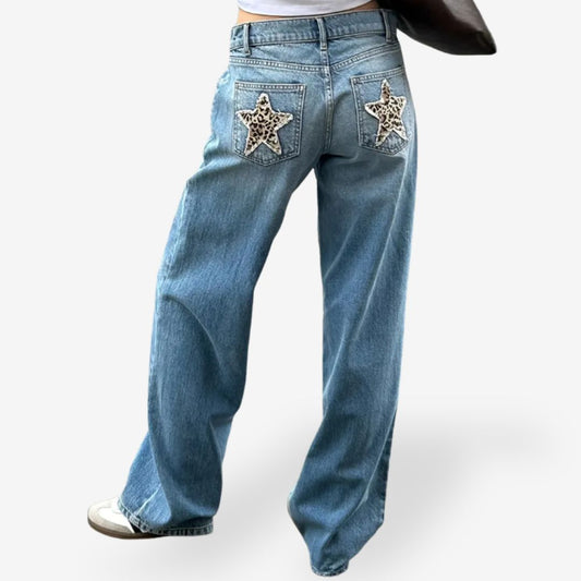 Women's Vintage Jeans with Leopard Stars
