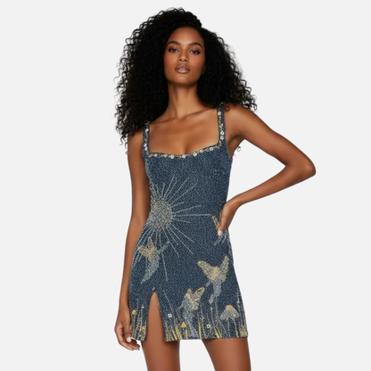 Women’s Shimmering Mini Dress – Sleeveless Party Dress