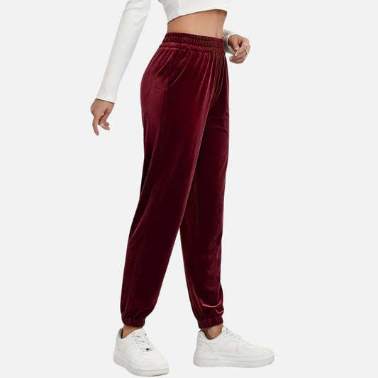 Women's Soft Velvet Track Pants - Y2K Joggers