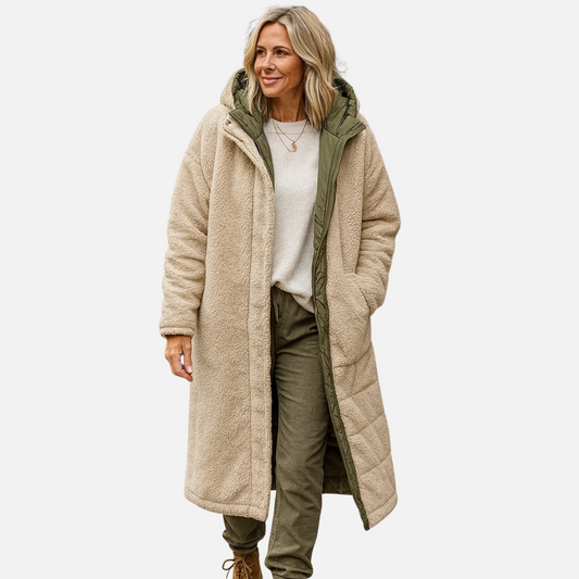 Women’s Long Puffer Coat – Warm Teddy Jacket