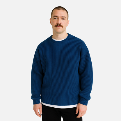 Men's Ribbed Knit Sweater - Classic Warm Pullover