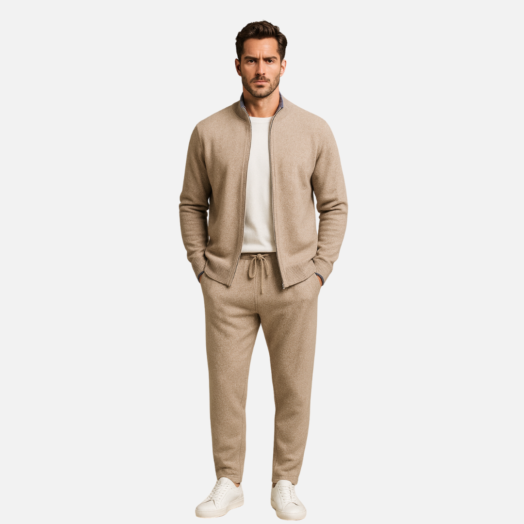 Men’s Knit Lounge Set – Casual Two-Piece Outfit Tracksuit