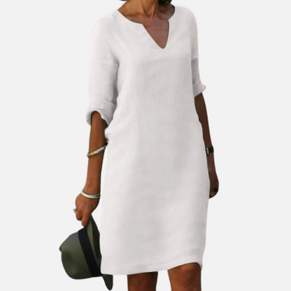 Women's Linen V-Neck Dress