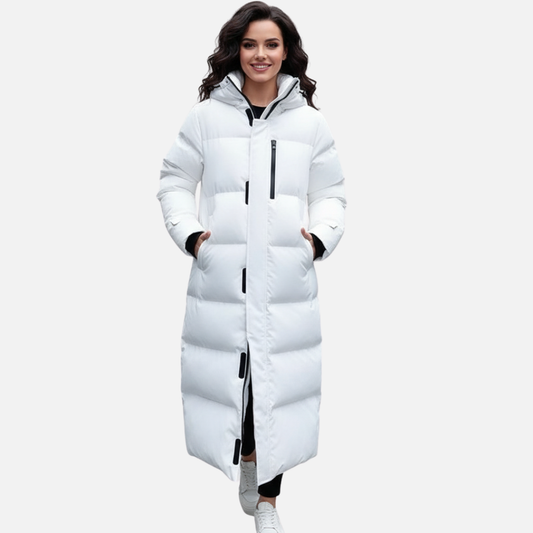 Women’s Long Puffer Coat – Hooded Winter Jacket