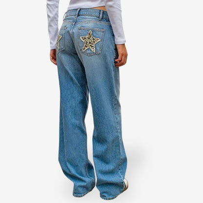 Women's Vintage Jeans with Leopard Stars