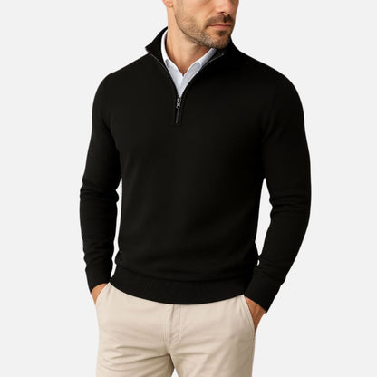 Men's Cotton Quarter-Zip Sweater - Slim Fit Boss Zipper