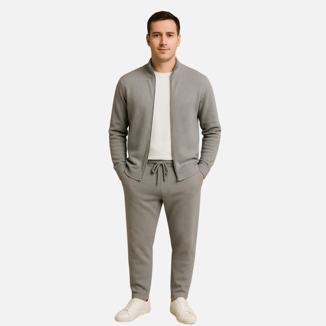 Men’s Knit Lounge Set – Casual Two-Piece Outfit Tracksuit