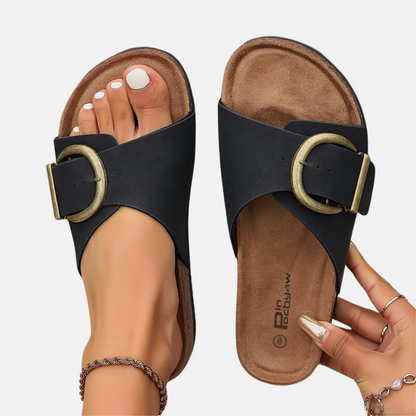 Women's Suede Slippers - Open Suede Sandals