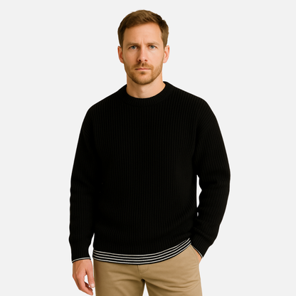 Men's Ribbed Knit Sweater - Classic Warm Pullover
