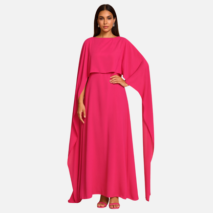 Women’s Elegant Cape Maxi Dress