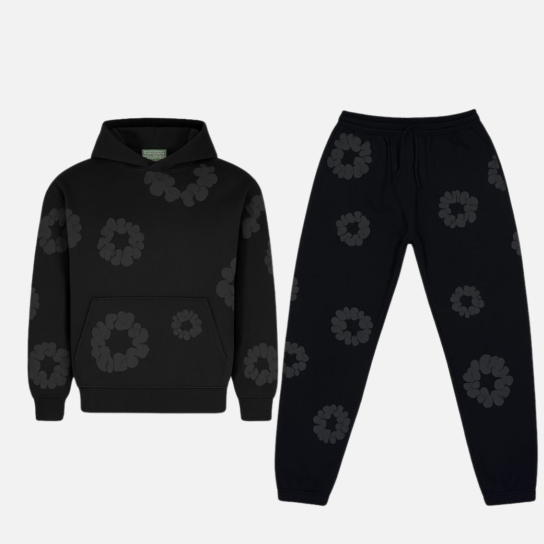 Men's Floral Tracksuit - Comfortable Hoodie and Joggers Set