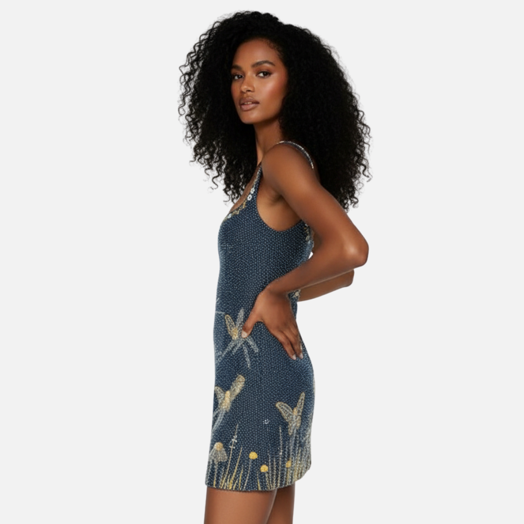 Women’s Shimmering Mini Dress – Sleeveless Party Dress