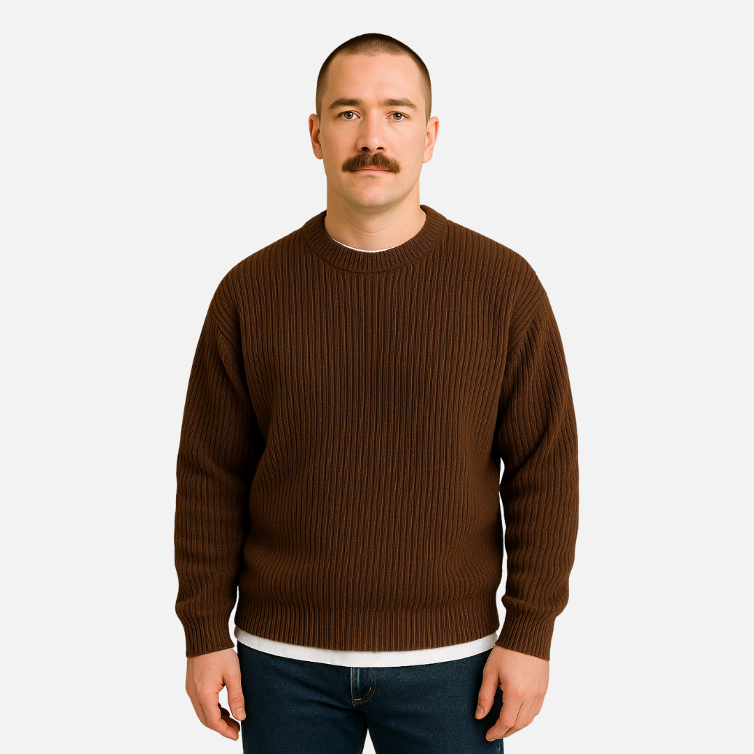 Men's Ribbed Knit Sweater - Classic Warm Pullover