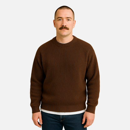 Men's Ribbed Knit Sweater - Classic Warm Pullover