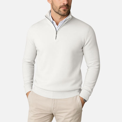 Men's Cotton Quarter-Zip Sweater - Slim Fit Boss Zipper