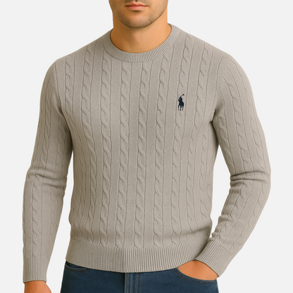 Men’s Cable Knit Sweater – Classic Pullover
