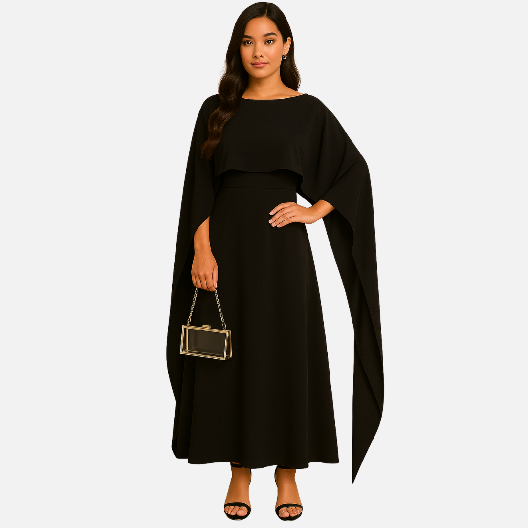 Women’s Elegant Cape Maxi Dress