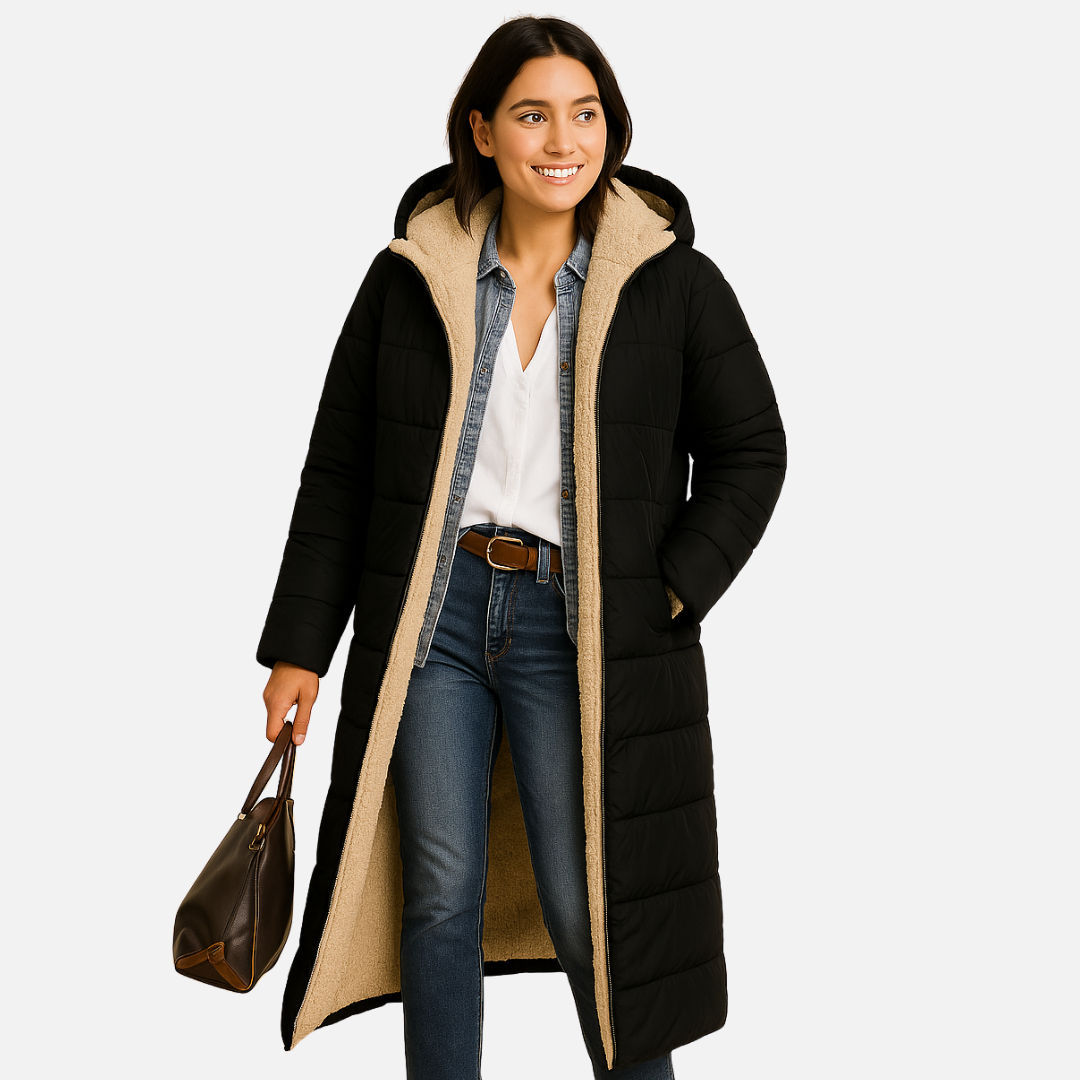 Women’s Long Puffer Coat – Warm Teddy Jacket