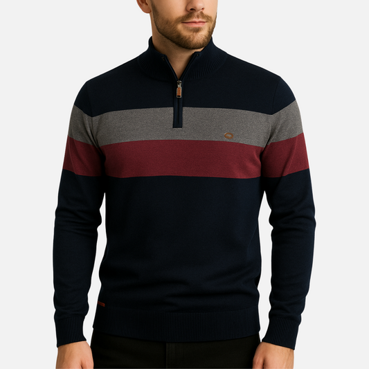 Half Zip Sweater – Classic Striped Half Zipper
