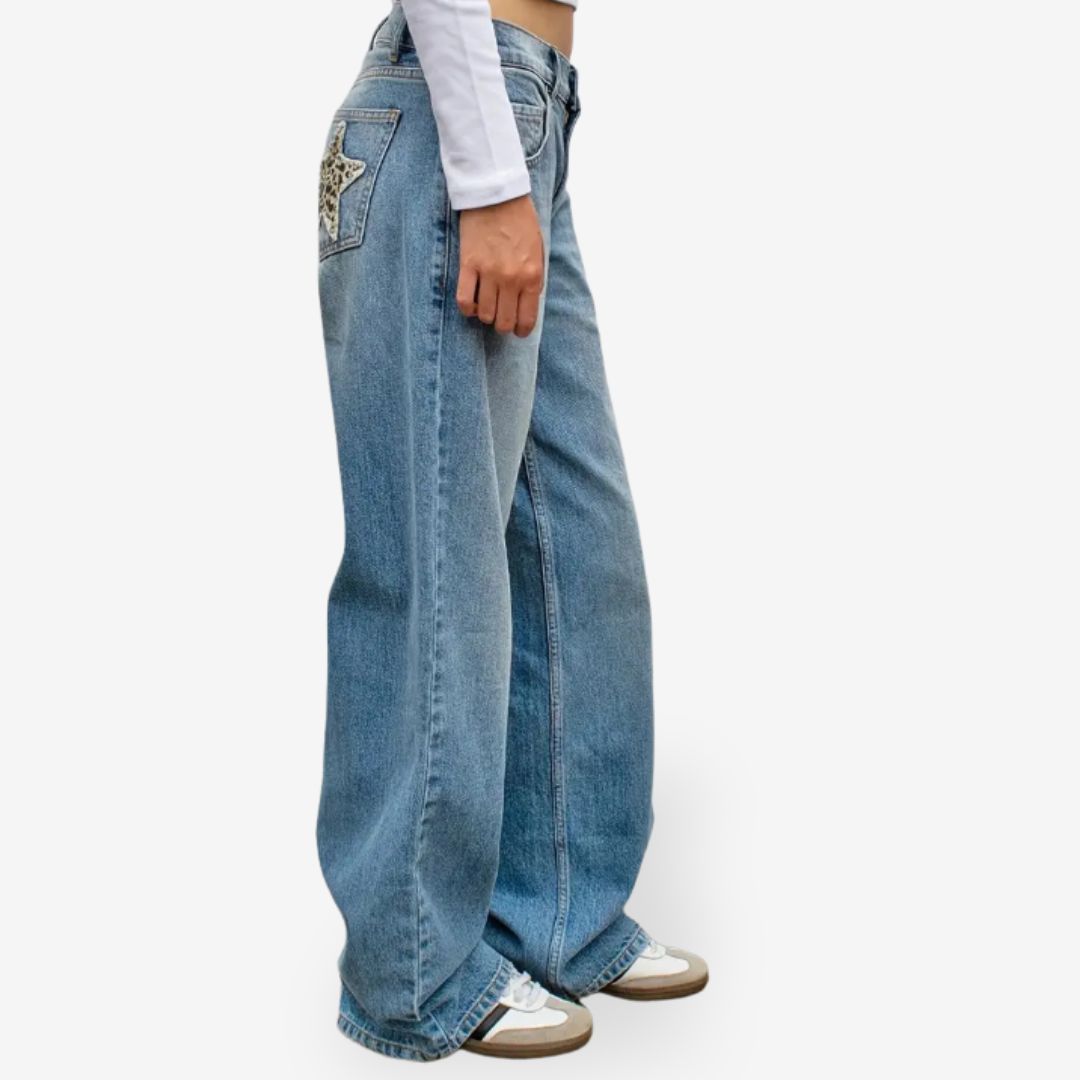 Women's Vintage Jeans with Leopard Stars