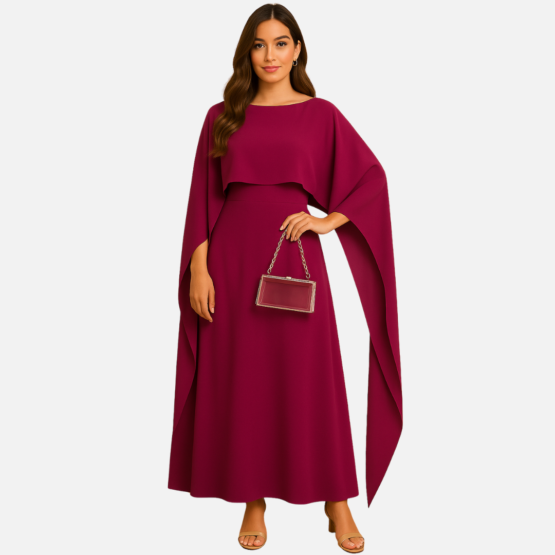 Women’s Elegant Cape Maxi Dress