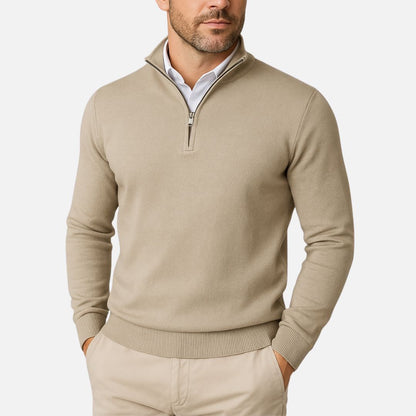 Men's Cotton Quarter-Zip Sweater - Slim Fit Boss Zipper