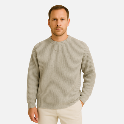 Men's Ribbed Knit Sweater - Classic Warm Pullover