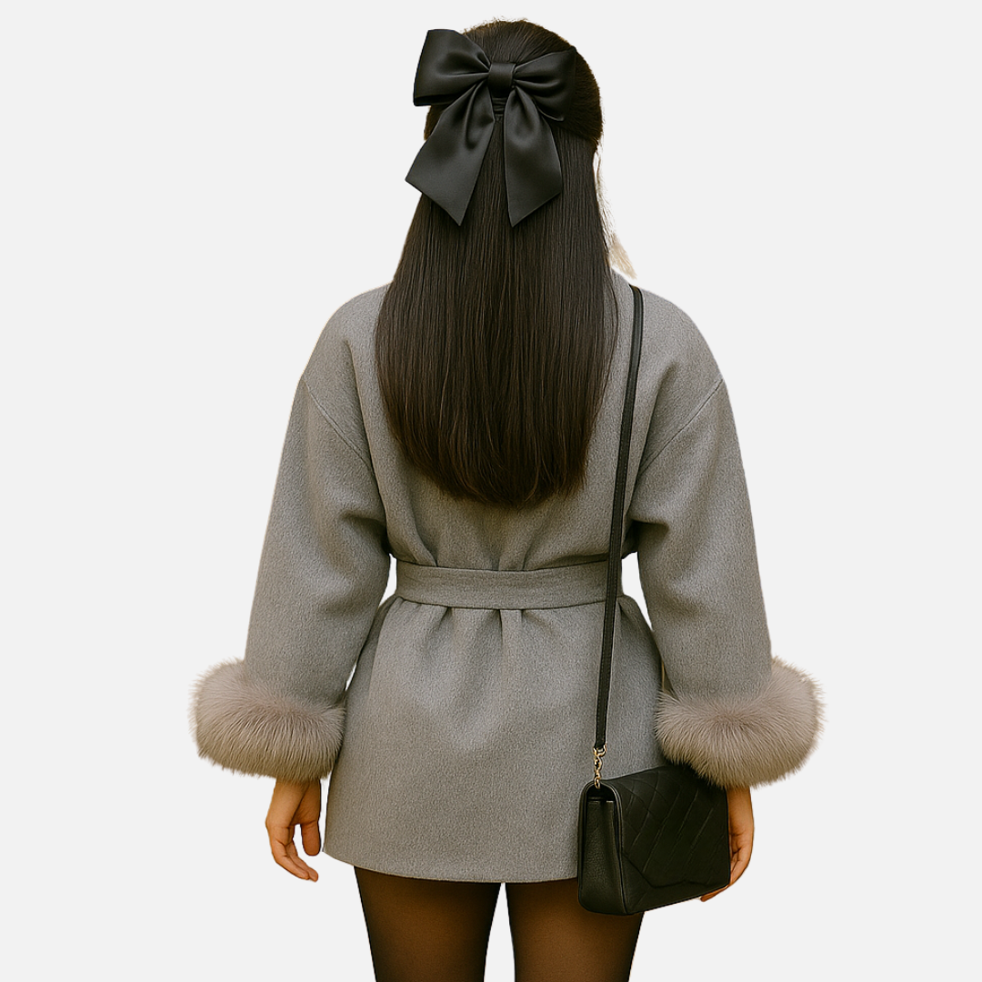 Women’s Wool Coat with Cuffs - Wrap Coat