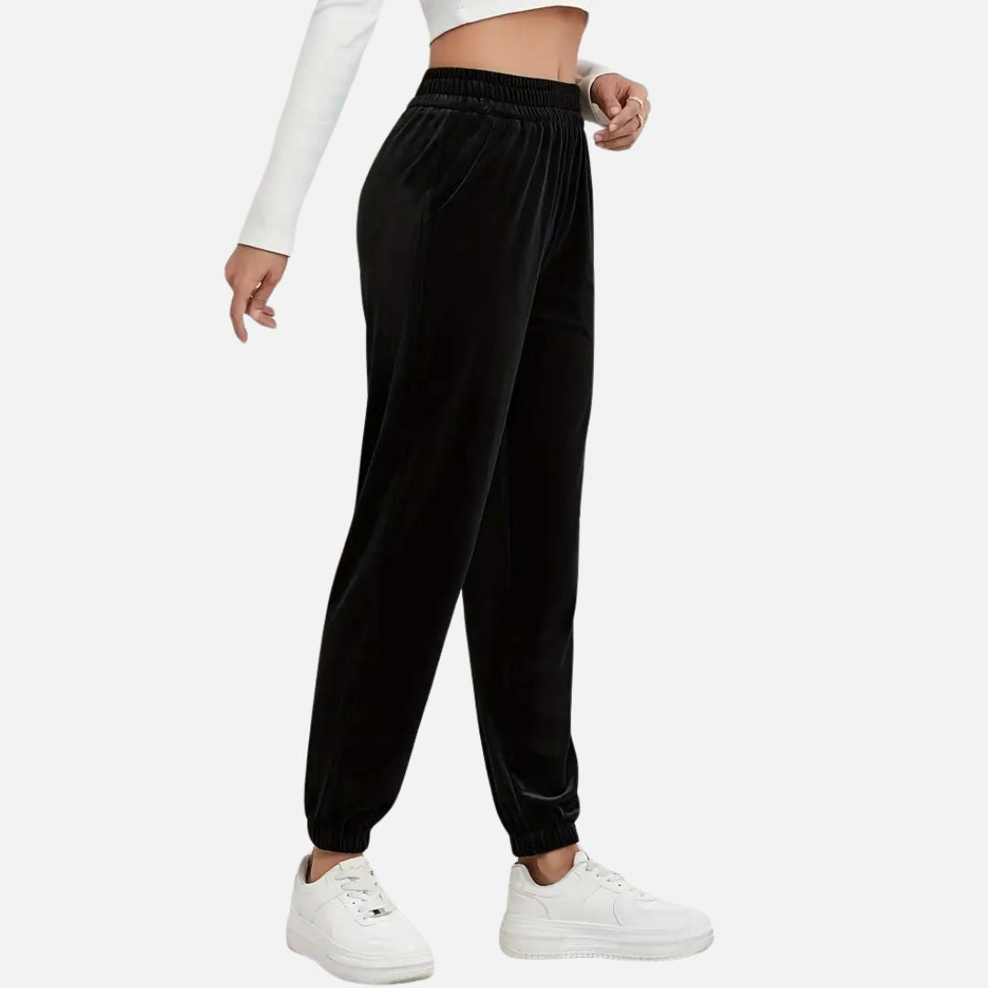 Women's Soft Velvet Track Pants - Y2K Joggers